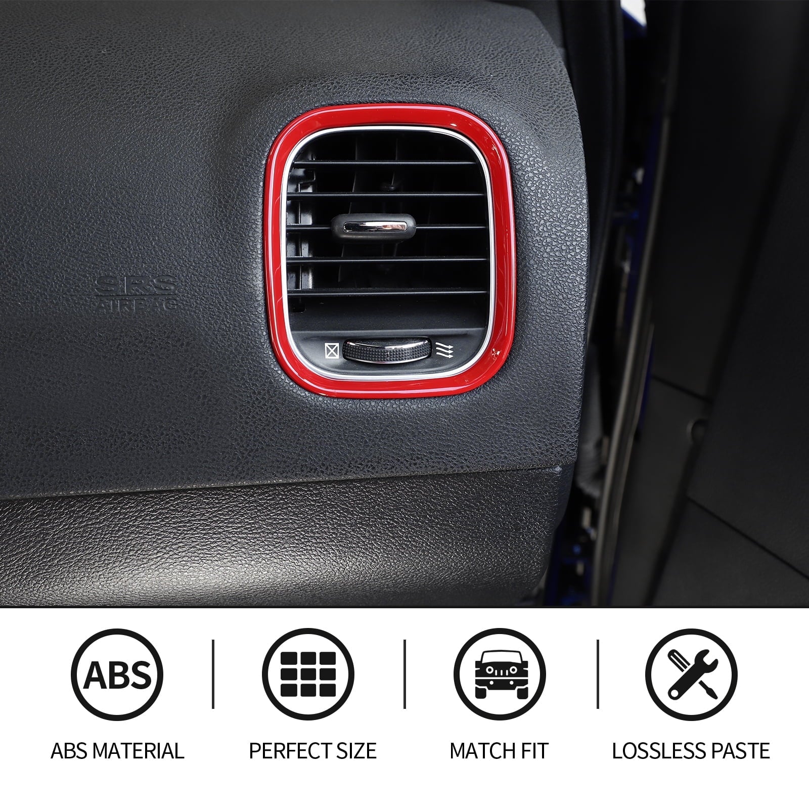 CheroCar Console Center Dash Board Trim Coating Interior for Dodge Charger 2015-2022,Red