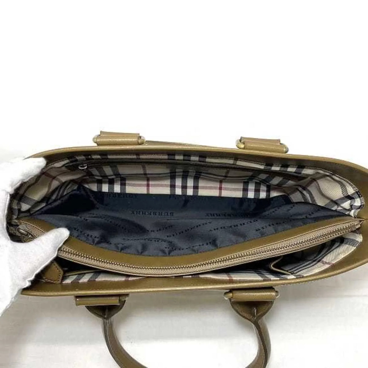 Pre-Owned Burberry tote bag brown beige PVC leather BURBERRY handbag ladies (Good)