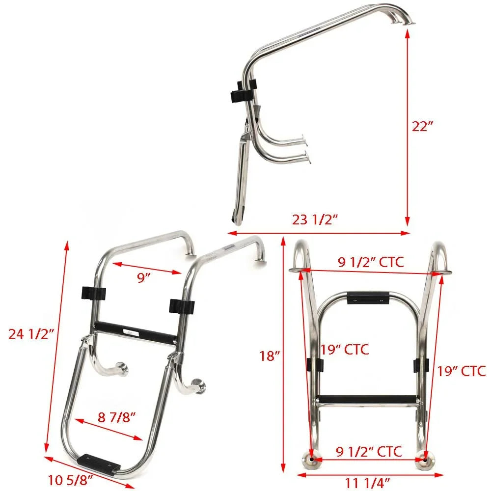 Ranger Watercraft Folding Boarding Ladder 207277 | 618 VS Stainless 2-Step
