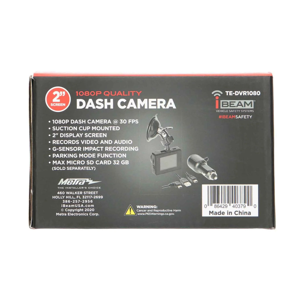 iBeam TE-DVR1080 Windshield Suction Mount 1080P Dash Camera w/ 2" LCD Screen