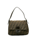 Pre-Owned FENDI ZUCCA Mamma Bucket Bag Brown Canvas Leather Women's (Good)