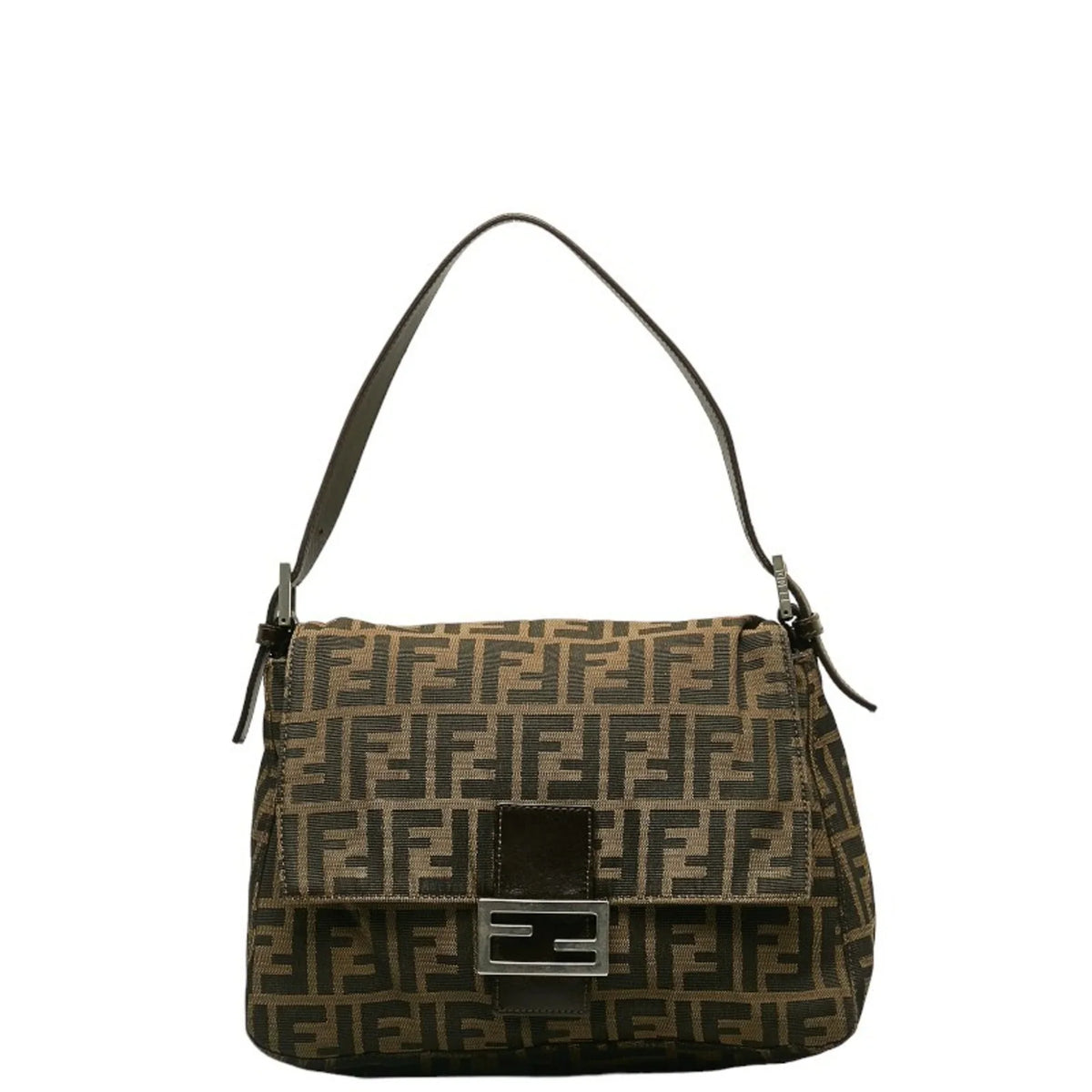 Pre-Owned FENDI ZUCCA Mamma Bucket Bag Brown Canvas Leather Women's (Good)