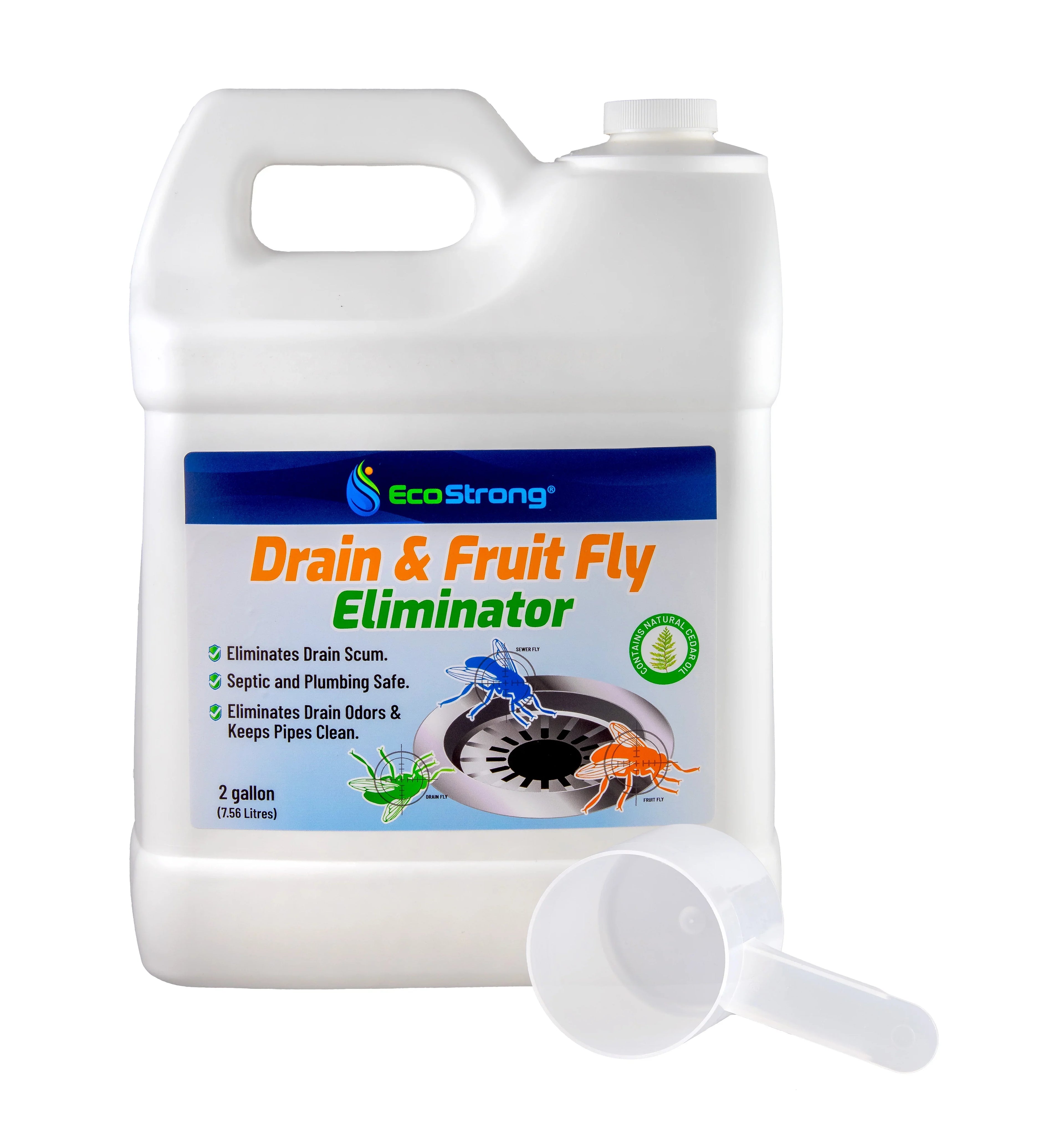 Fruit Fly Drain Treatment, Drain Fly Eliminator, Eliminates Gnats, Sewer Flies With EcoStrong - 2 Gallon
