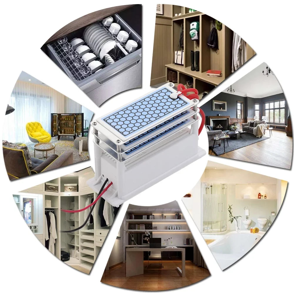 CACAGOO Portable Ceramic 15g/h Generator Long Life Three Tablets Integrated Plate Air Water Purifier