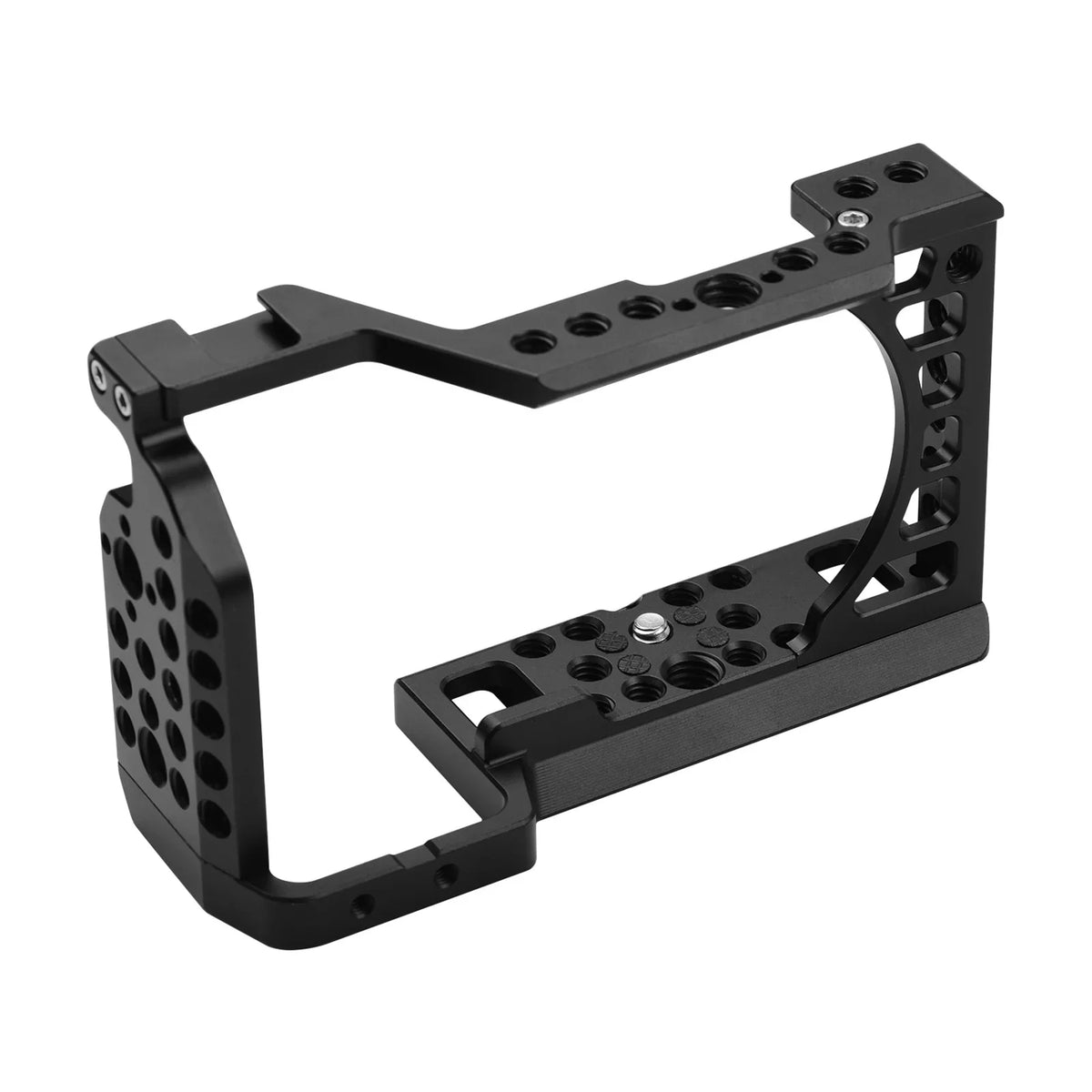 Aluminum Alloy Camera Cage Rig with Cold Shoe Mount ARRI Locating Hole 1/4 3/8 Threaded Holes Replacement for Sony A6000/A6100/A6300/A6400/A6500 Cameras