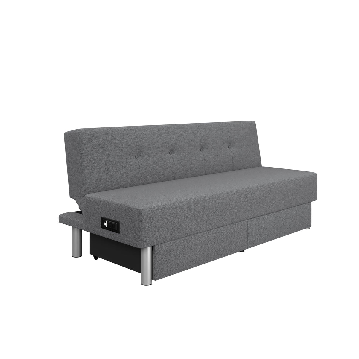 Serta Windsor Futon with Storage and Power, Gray Fabric