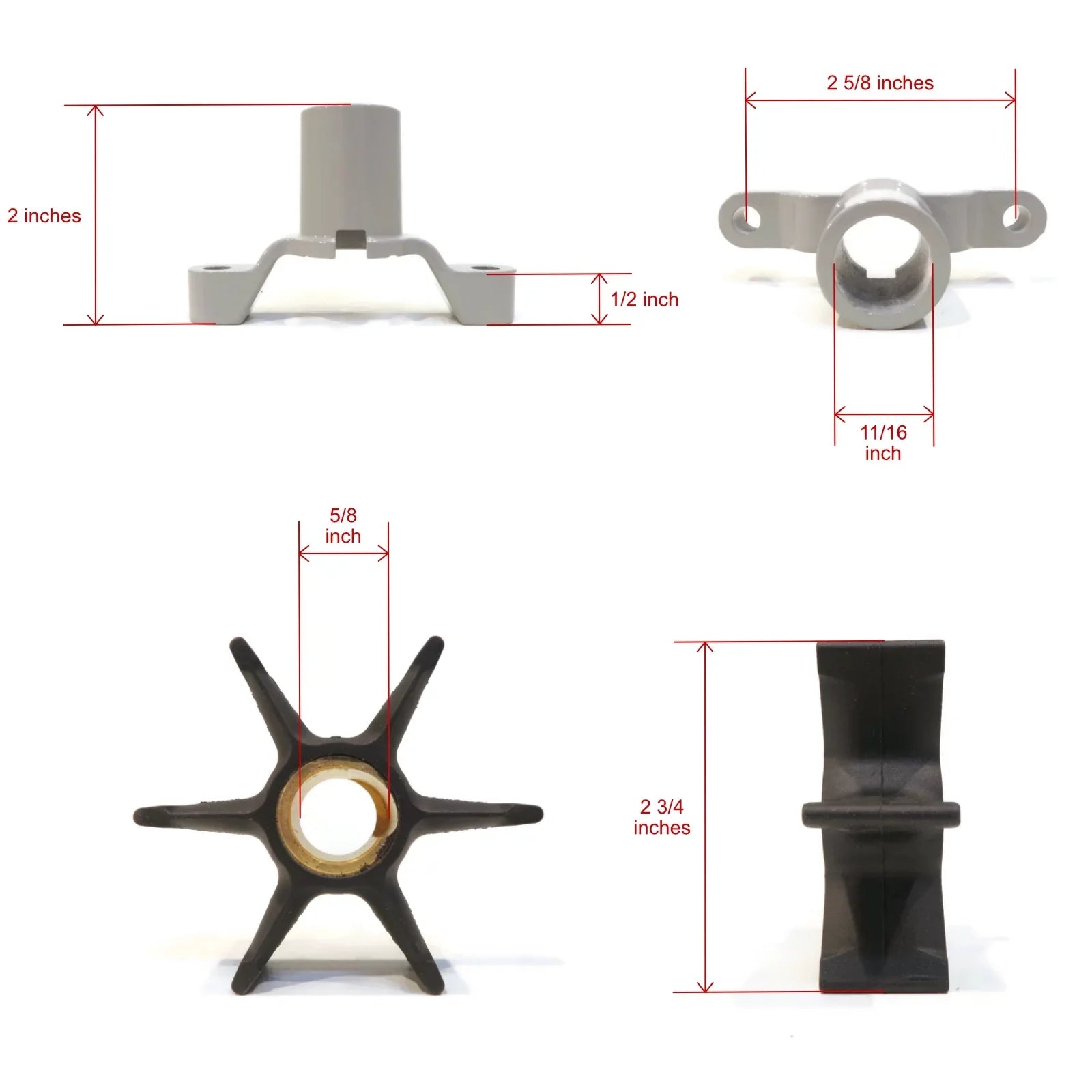 The ROP Shop | Water Pump Impeller Kit For 1979 Johnson 9.9 HP 50R79C Outboard Motor Housing