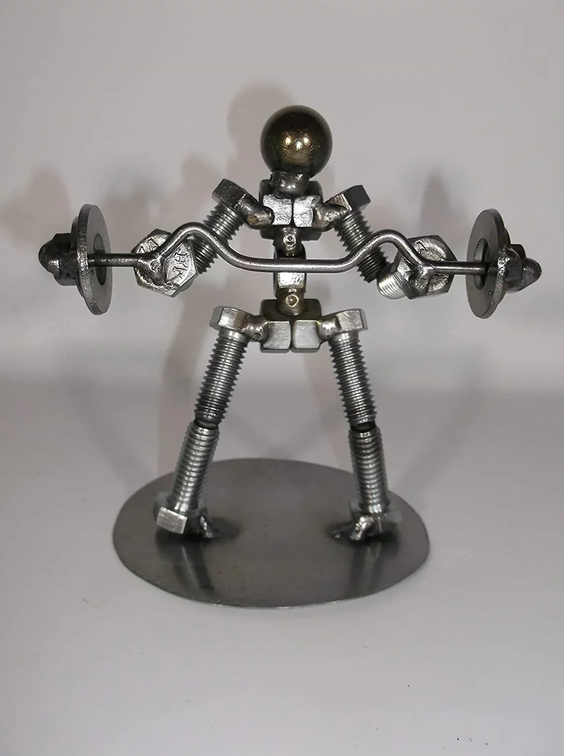 Preacher C url Weight Lifter Metal Bolt Figurine, curl bar