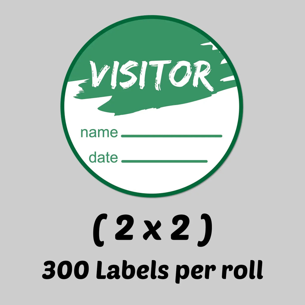 Round Visitor Stickers (2 inch, 300 Labels per Roll, 10 Rolls, Green) for School, Office, College, Tours or Security