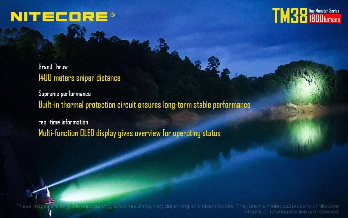 Outdoor Value Pack: Nitecore TM38 Searchlight and E4K Flashlight -Both can be Recharged on the go or at home