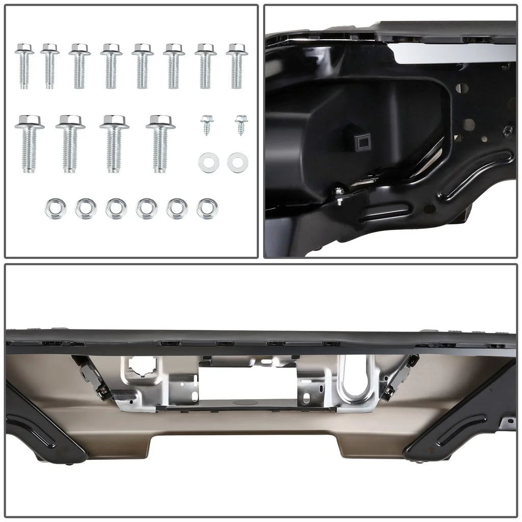 DNA Motoring STEPBUM-10067 For 2019-2023 Silverado Sierra Chrome Rear Step Bumper With Dual Exhaust Cutouts