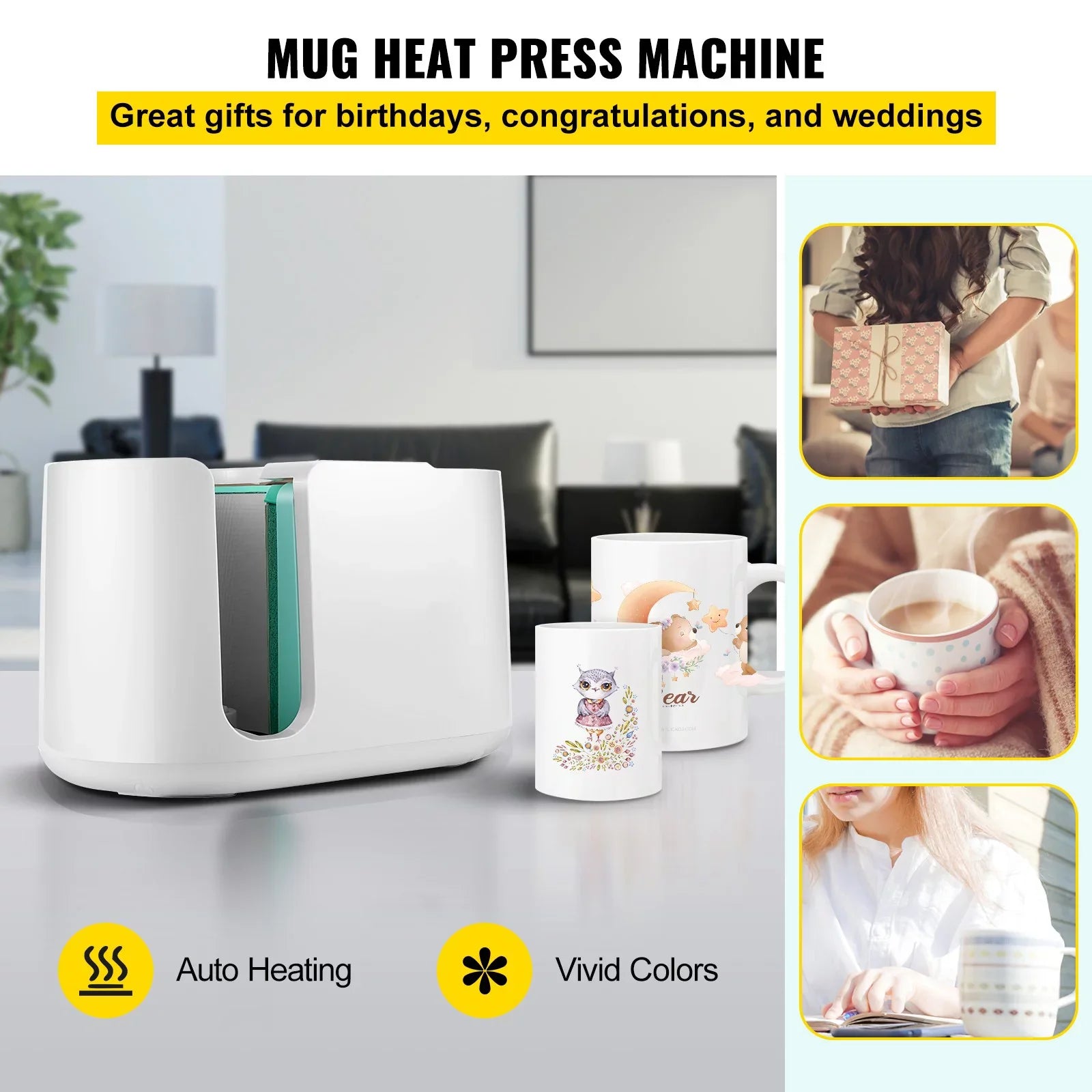 BENTISM Mug Press Machine, Automatic Mug Heat Press 11-15oz, One-touch Setting, Cup Transfer Sublimation Portable Coffee Presser, Pro Easy Mug Press Machine DIY Printing