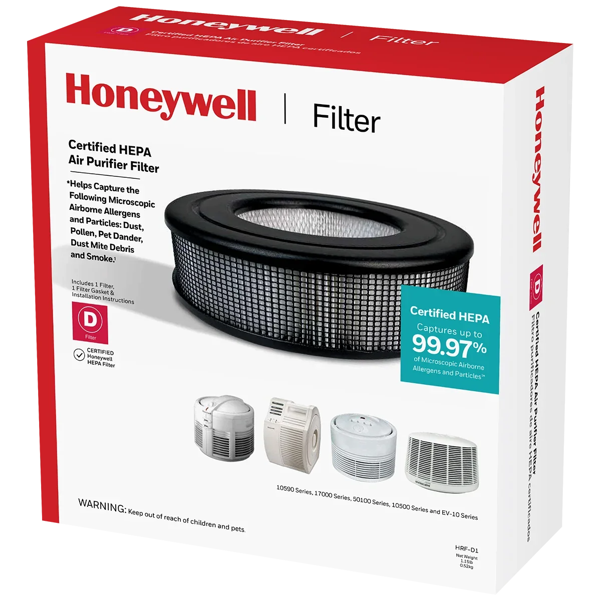 Honeywell Air Purifier Replacement Filter, HRF-D1, D HEPA Filter, 1 Pack