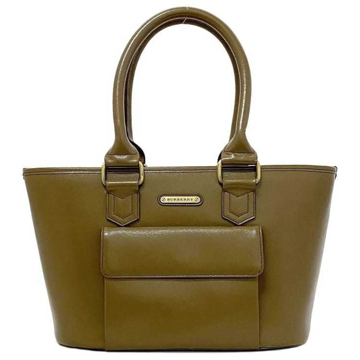 Pre-Owned Burberry tote bag brown beige PVC leather BURBERRY handbag ladies (Good)