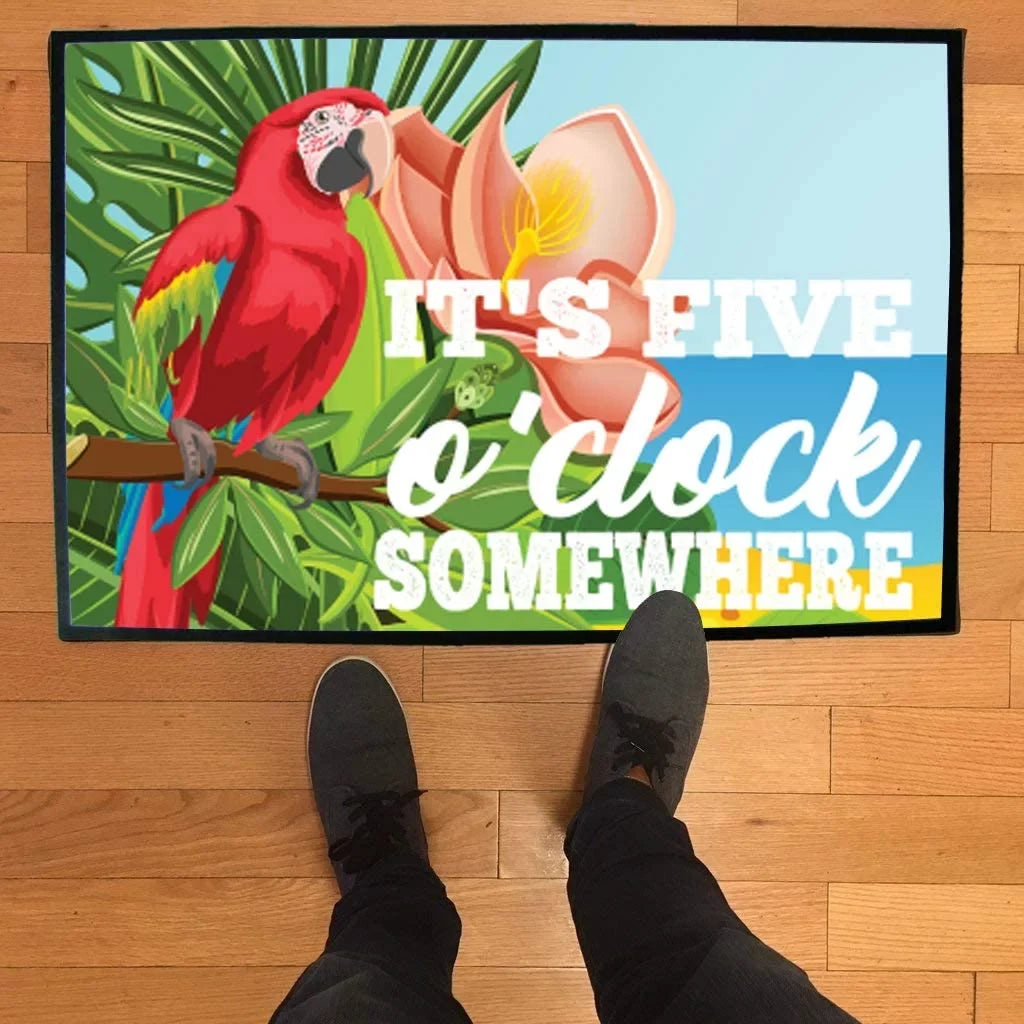 It's Five O'clock Somewhere Beach/Lake Doormat, Summer Outdoor Doormat