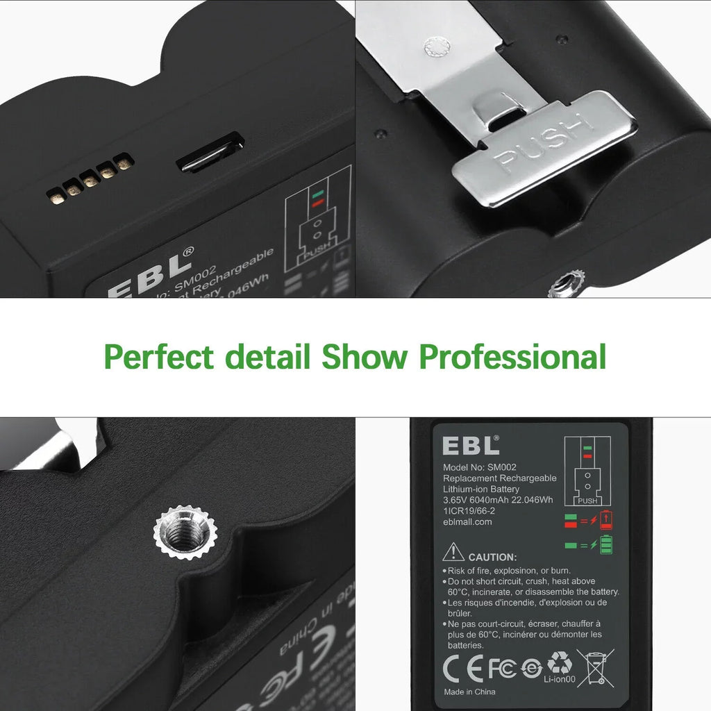 EBL 3-Pack Rechargeable Doorbell Replacement Battery Suitable with Ring Video Doorbell 2/3/3 Plus/4, Spotlight Cam, Stick Up Cam, for Ring Doorbell Camera, Backup Batteries 6040mAh 3.65V