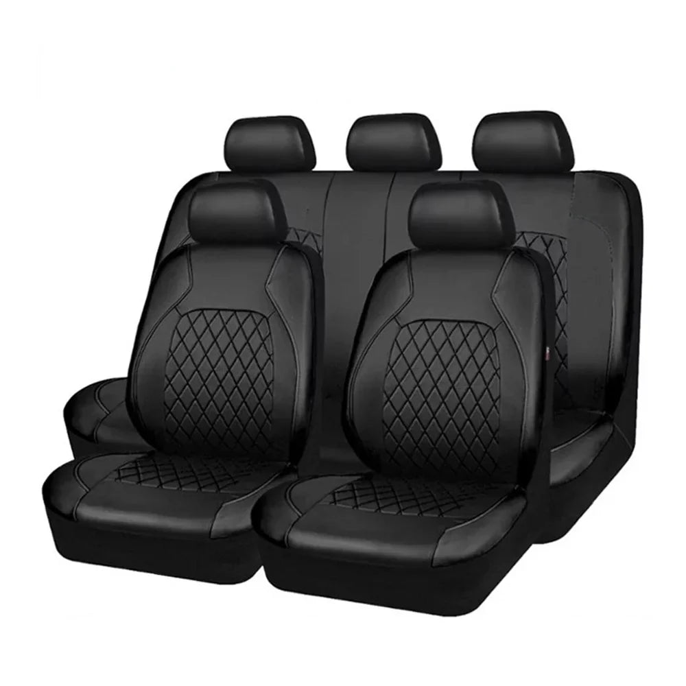 Andoe 9 Pcs Car Seat Protection 5 Seats PU Leather Universal Seat Protection Full Set Auto Interior Accessories for Auto Trucks Van SUV