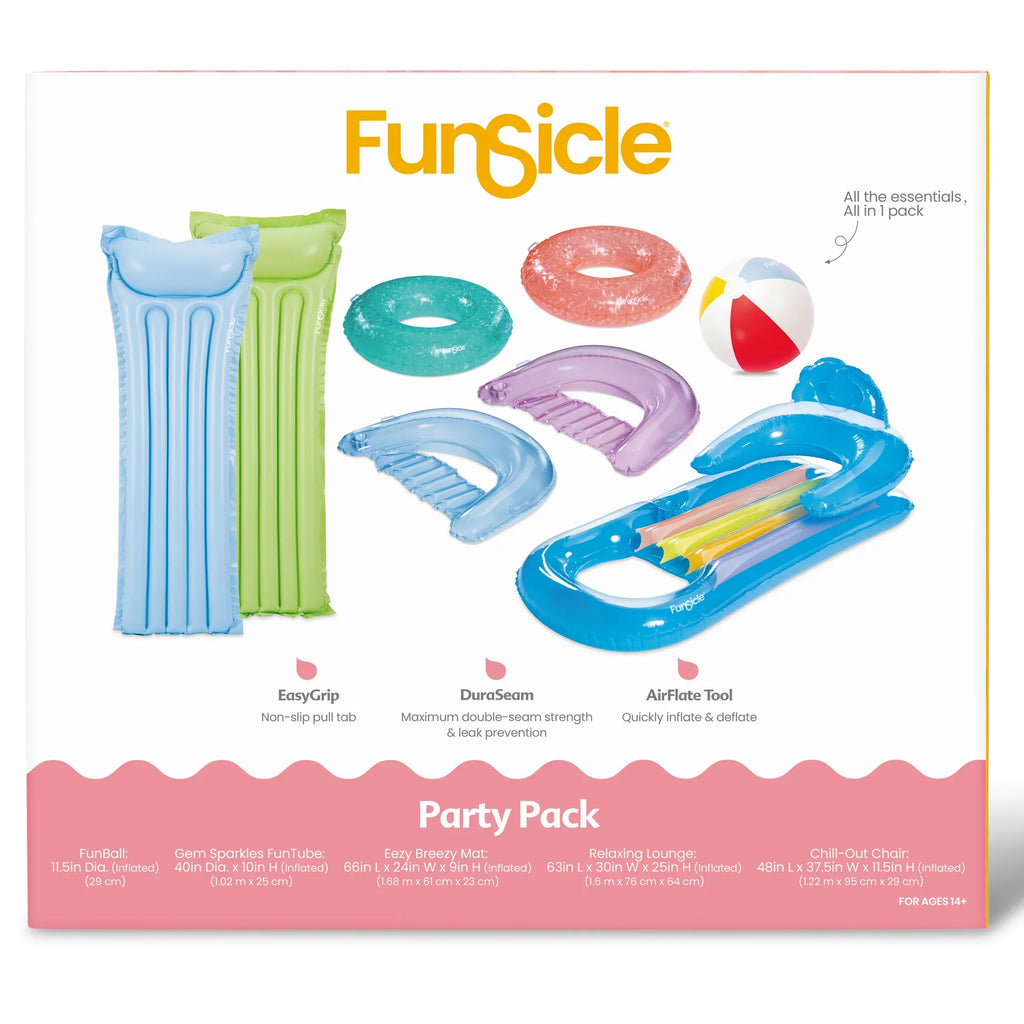 Funsicle Party Pack 8 Pack, Pool Toy & Floats, Tubes & Lounges, Colors Vary, Adults