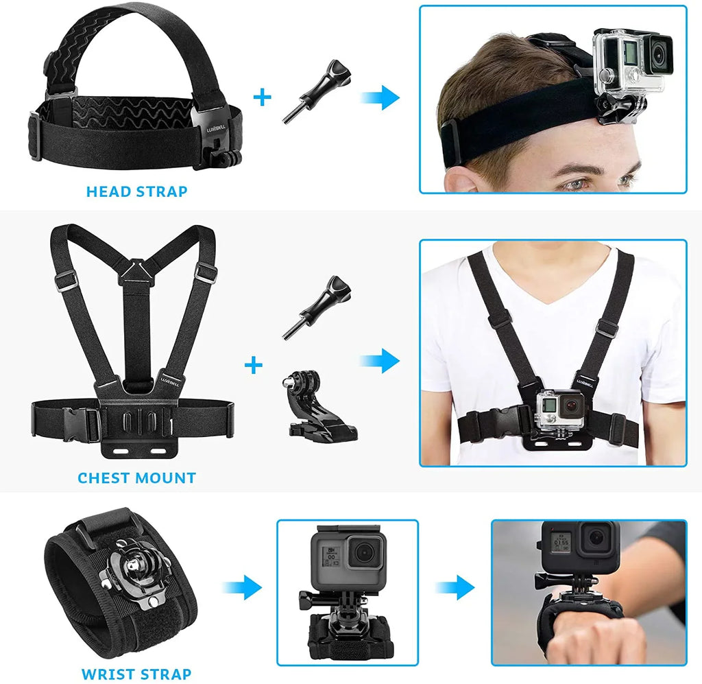 Accessories Kit for AKASO EK5000 EK7000 4K WiFi Action Camera GoPro Hero 9 8 7 6 5/Session 5/Hero 4/3+/3/2/1