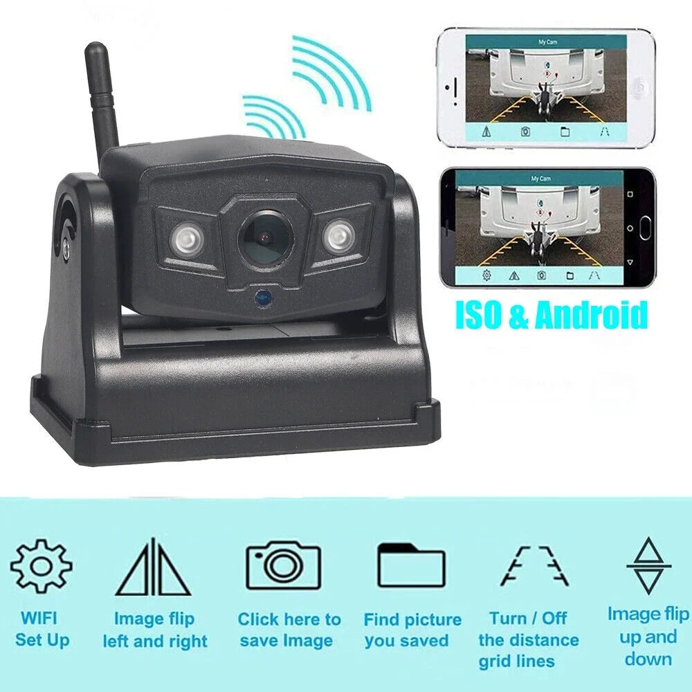 JLLOM Magnetic WiFi Wireless Backup Camera, 9600mAh Battery, Excellent for Front/Rear Vehicle View
