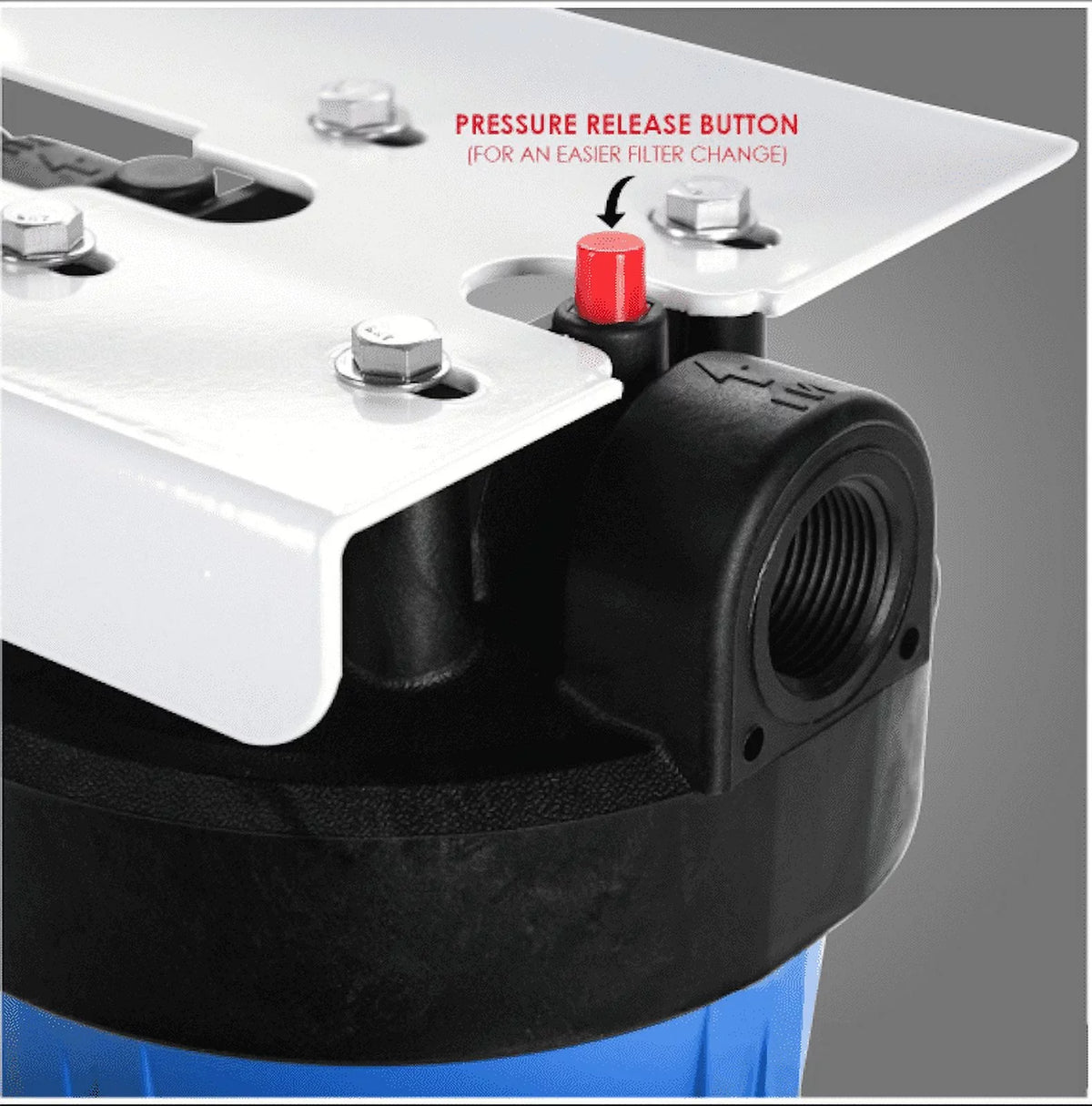 2 Pack: Big Blue Housing Canister Water Sump 1" NPT w/ Pressure Relief for 4.5" x 20" Whole House Filters