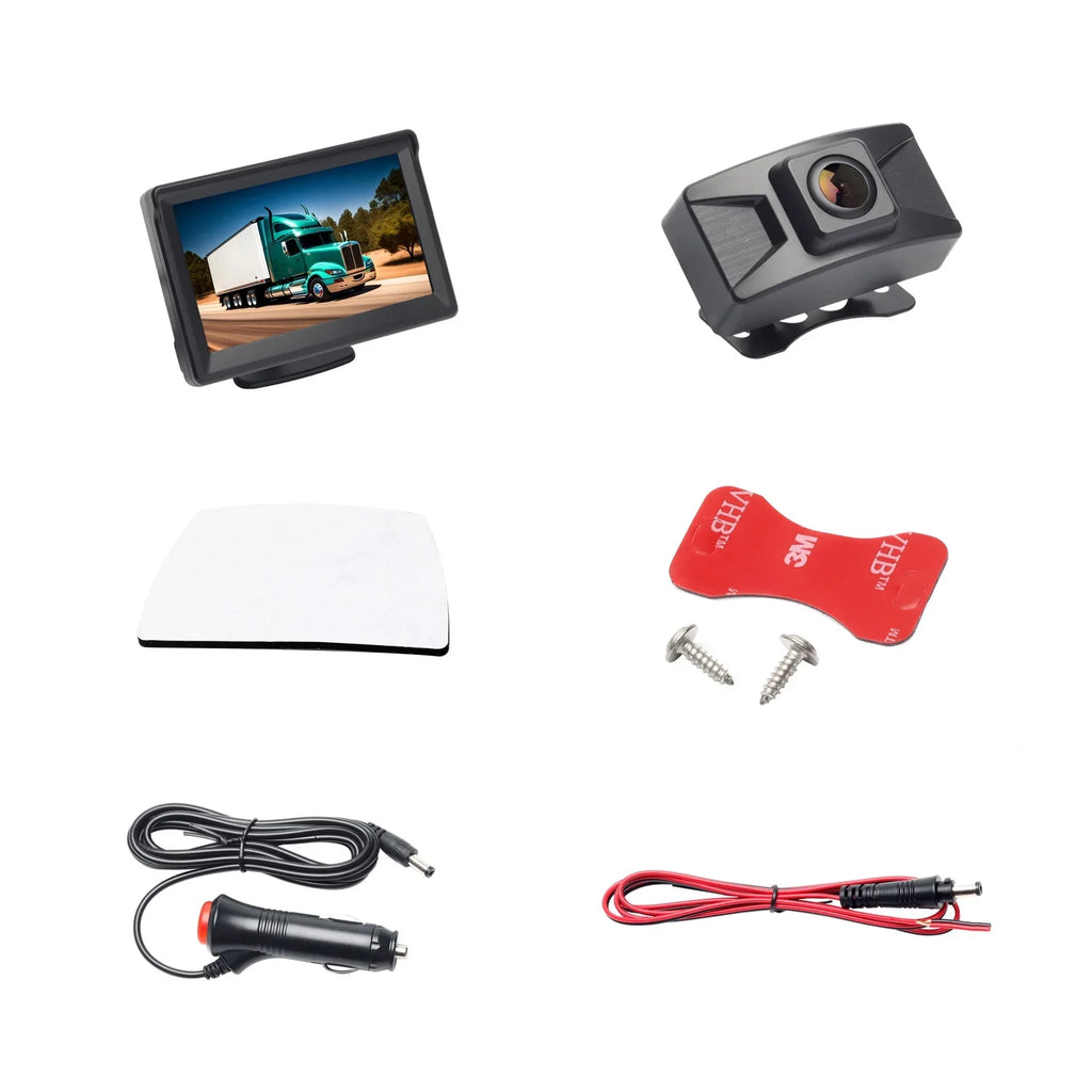 Wireless Backup Camera Kit 5 Inch LCD Monitor DVR Video Recorder with OSD Menu Rear View Camera 720P HD Reverse Camera for Car Van Truck Camper Trailer