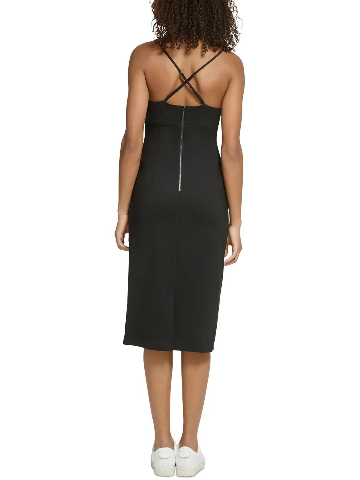 Karl Lagerfeld Paris Womens Spaghetti Strap Logo Midi Dress