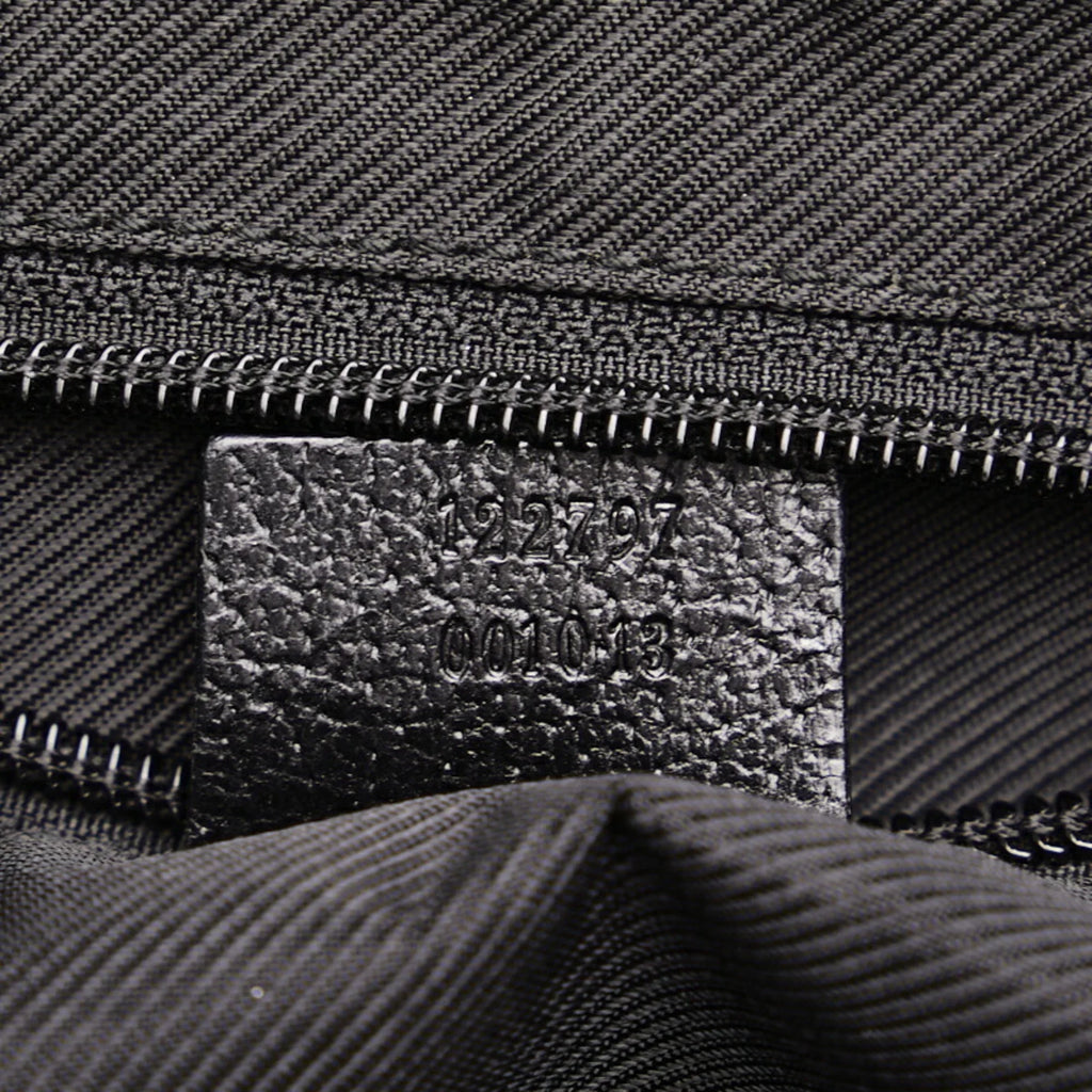 Pre-Owned Gucci GG canvas handbag tote bag 122797 black leather ladies GUCCI (Good)