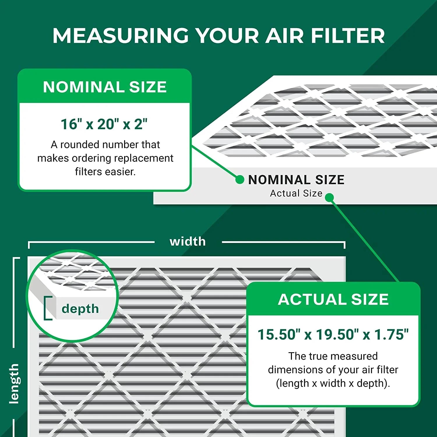 Filterbuy 16x20x2 MERV 11 Pleated HVAC AC Furnace Air Filters (12-Pack)