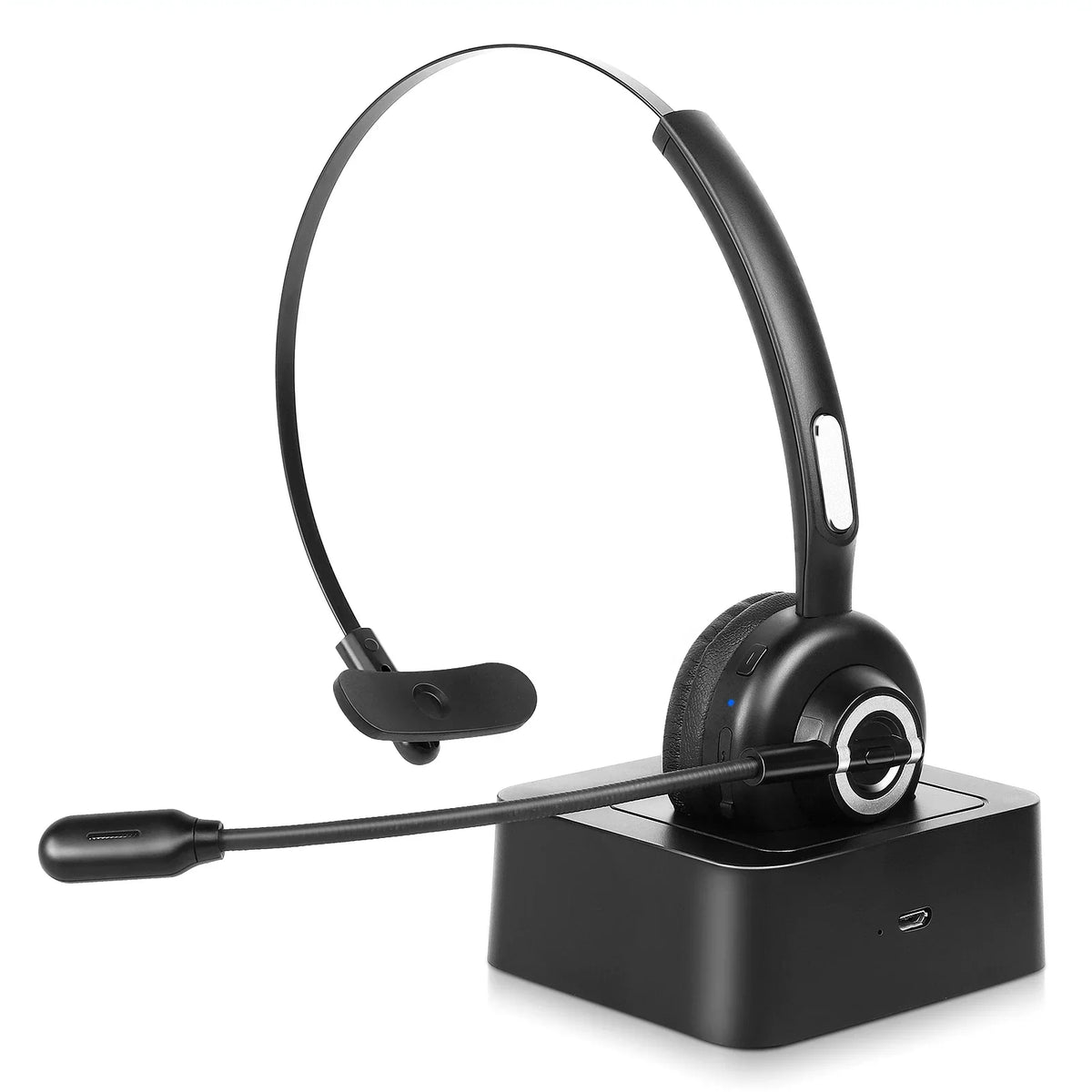 Comfortable Bluetooth Headset, UX-M97 Wireless Headset with Microphone, Wireless Cell Phone Headset with Noise Isolation Mic Charging Base Mute Function for Realme X3 With Charging Dock