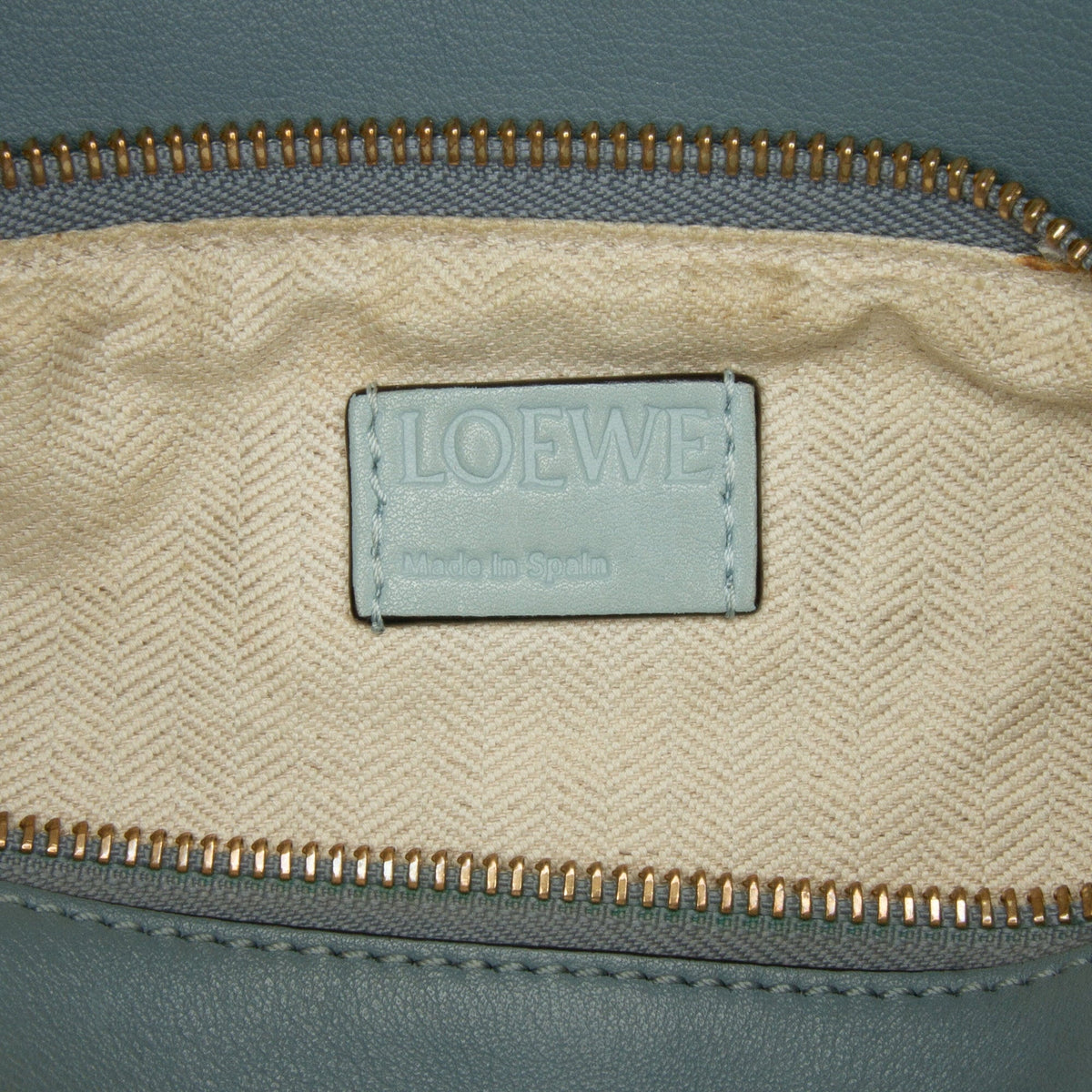 Pre-Owned Authenticated LOEWE Small Tricolor Puzzle Bag Calf Leather Blue Satchel Unisex (Good)
