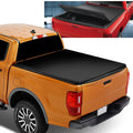 DNA Motoring TTC-TRISOFT-090 For 2019 to 2021 Ford Ranger 5Ft Short Bed Adjustable Matte Black Aluminum Frame Vinly Tri -Fold Soft Top Trunk Tonneau Protection 20