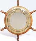 Nagina International Lavish Deluxe Brass Porthole Mirror Ship Wheel | True Home Decor (18 Inches)