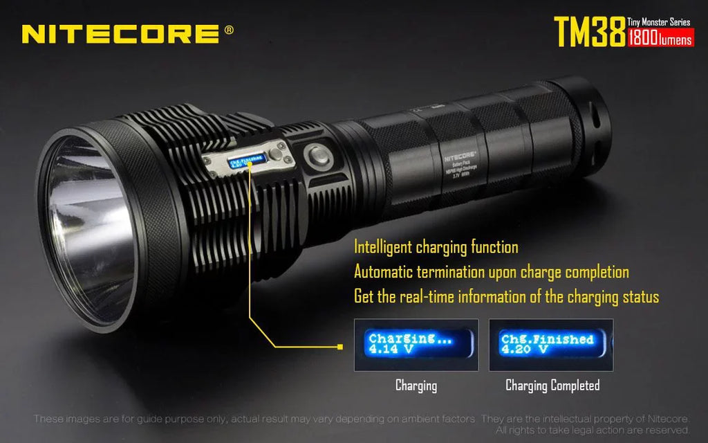 Outdoor Value Pack: Nitecore TM38 Searchlight and E4K Flashlight -Both can be Recharged on the go or at home