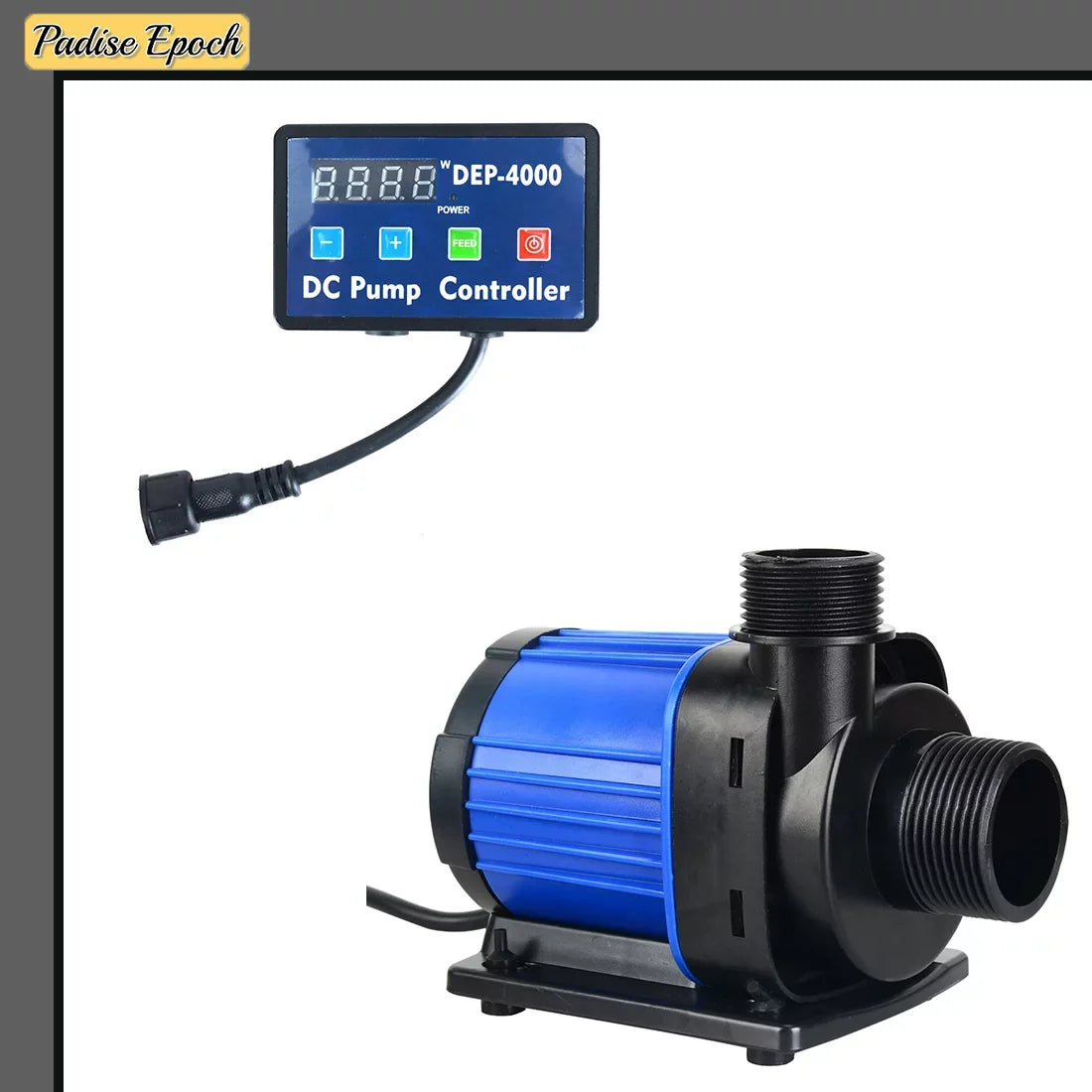 Aquarium 24 V DC Quiet Return Pump with Controller 1052 GPH Submersible and Inline Water Pump with Feeding Mode and Memory Function for Fish Tank Pond Fountain and Sump Circulation