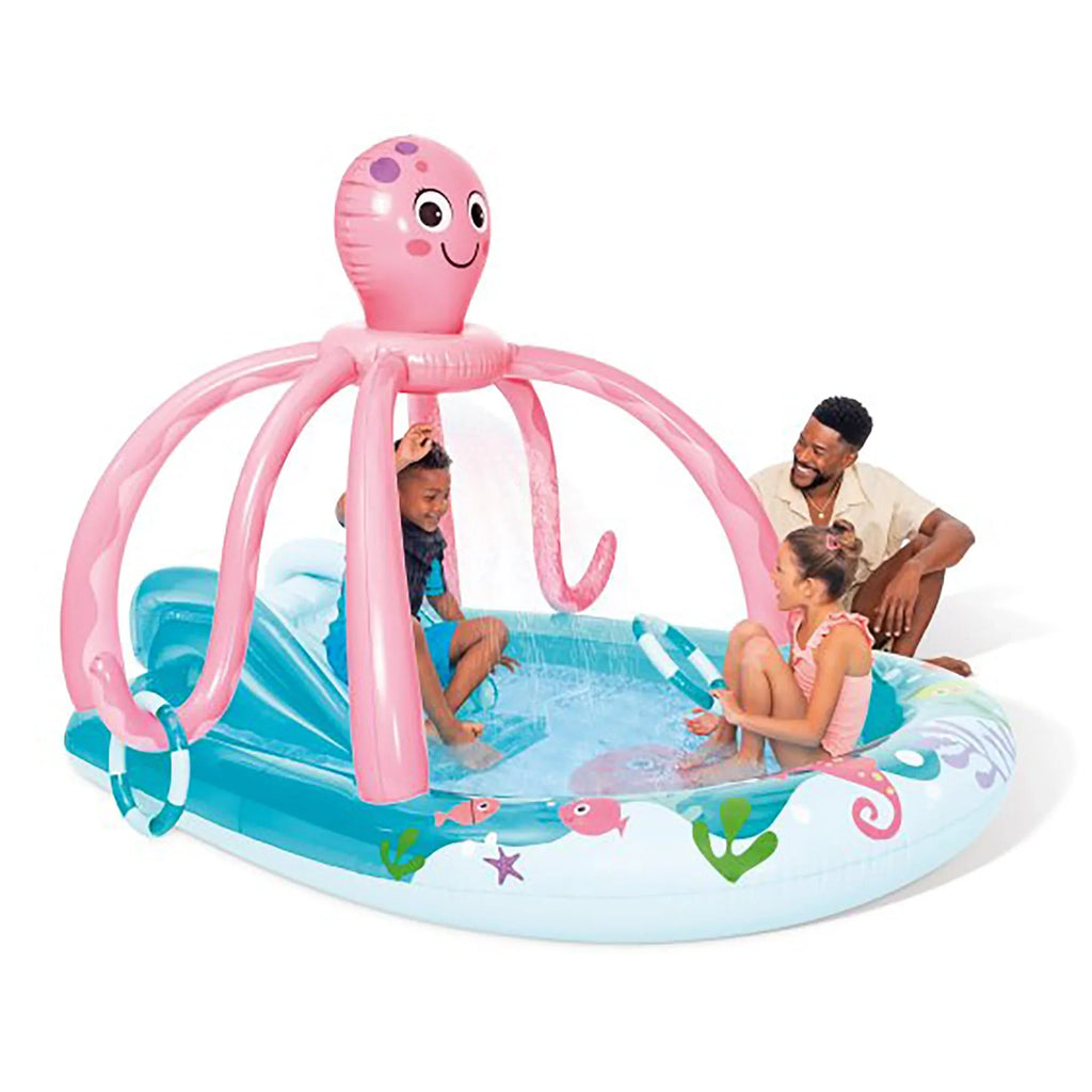 Friendly Octopus Inflatable Play Center W/ Water Slide, Kids Ages 2+