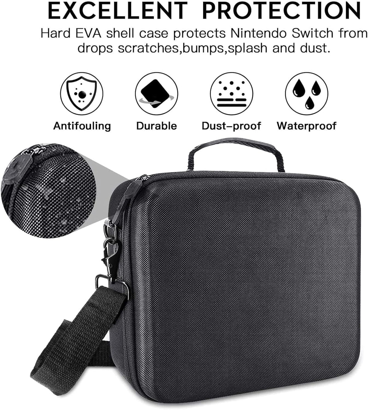 HEYSTOP Carrying Case Matching with Nintendo Switch / Switch OLED Model 2021, Portable Hard Shell Travel Bag for Switch Console & Accessories
