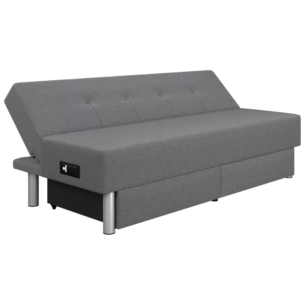 Serta Windsor Futon with Storage and Power, Gray Fabric