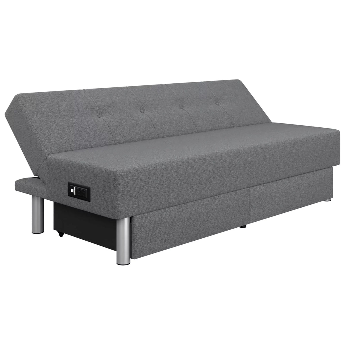 Serta Windsor Futon with Storage and Power, Gray Fabric