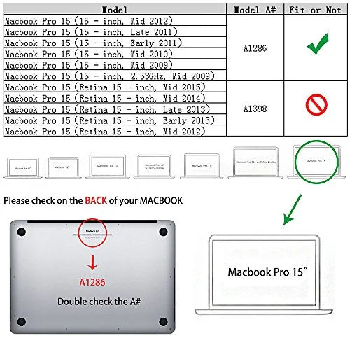 MacBook Pro 15 Case 2011/2010 /2009 Release A1286, Ruban Hard Case Shell Shield and Keyboard Skin Protection for Apple MacBook Pro 15