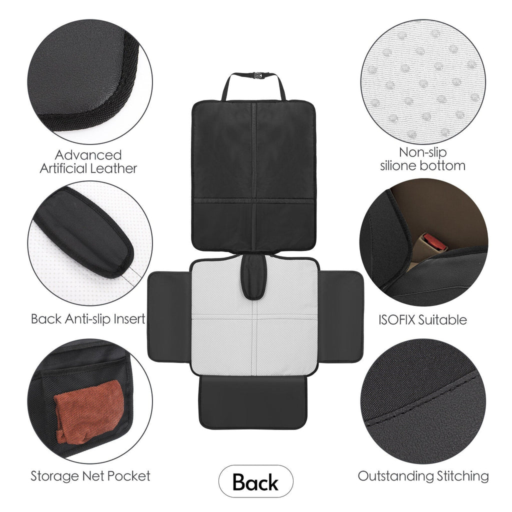 Baby Car Seat Protector Slip-Proof Strong Back Seat Wrap Mat with Organizer Pocket