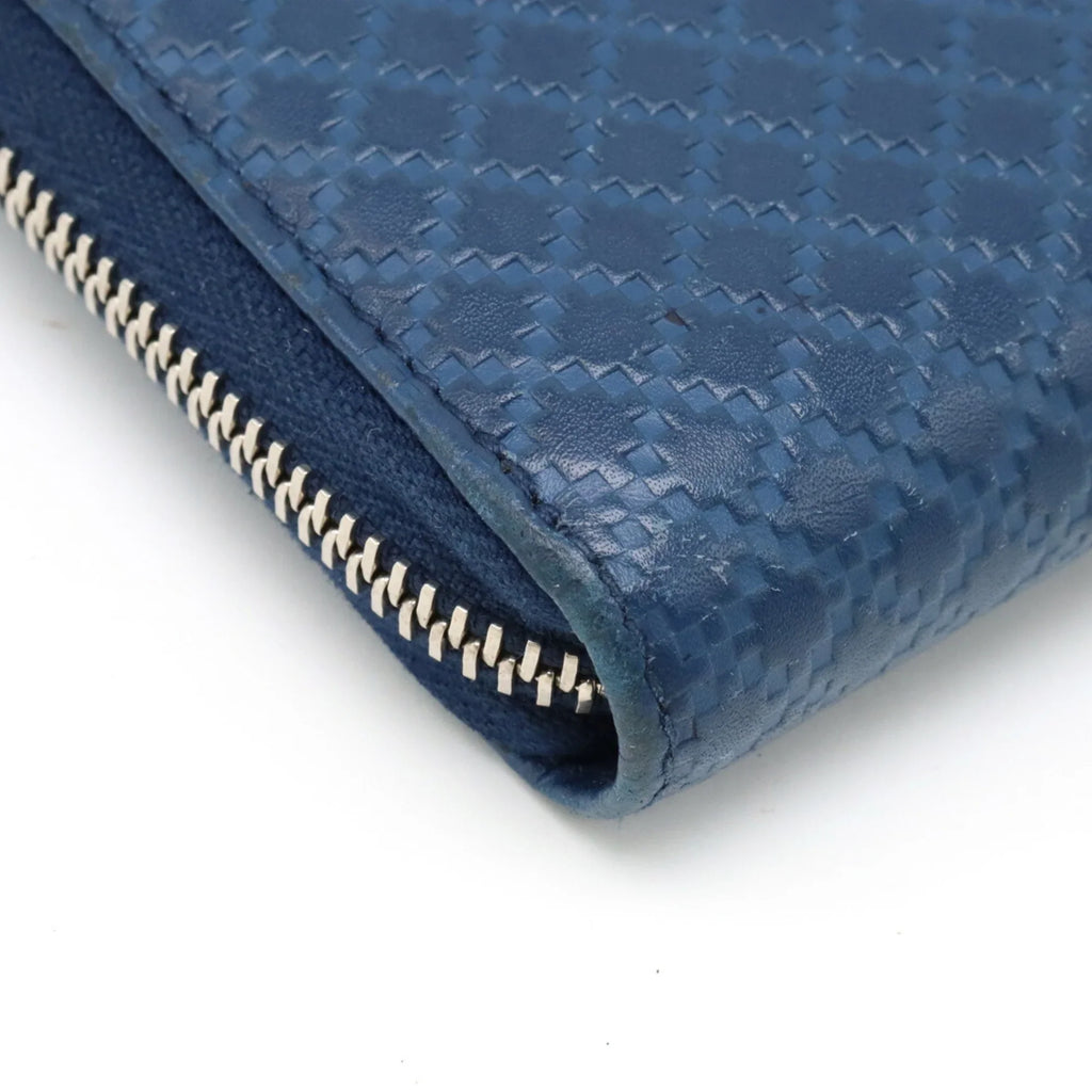 Pre-Owned GUCCI Gucci Diamante Round Long Wallet Leather Blue 307990 (Good)