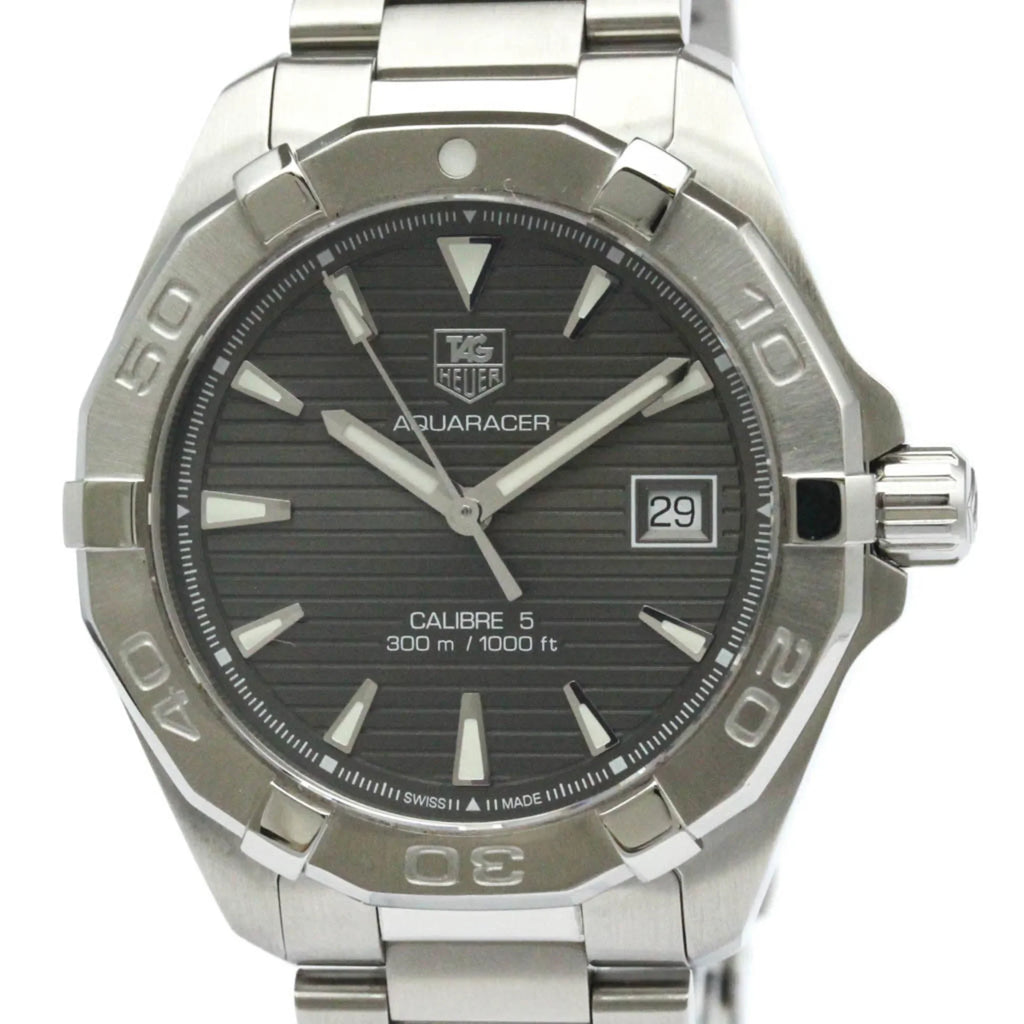 Pre-Owned Polished TAG HEUER Aquaracer Caliber 5 Steel Automatic Watch WAY2113 BF566053 (Good)