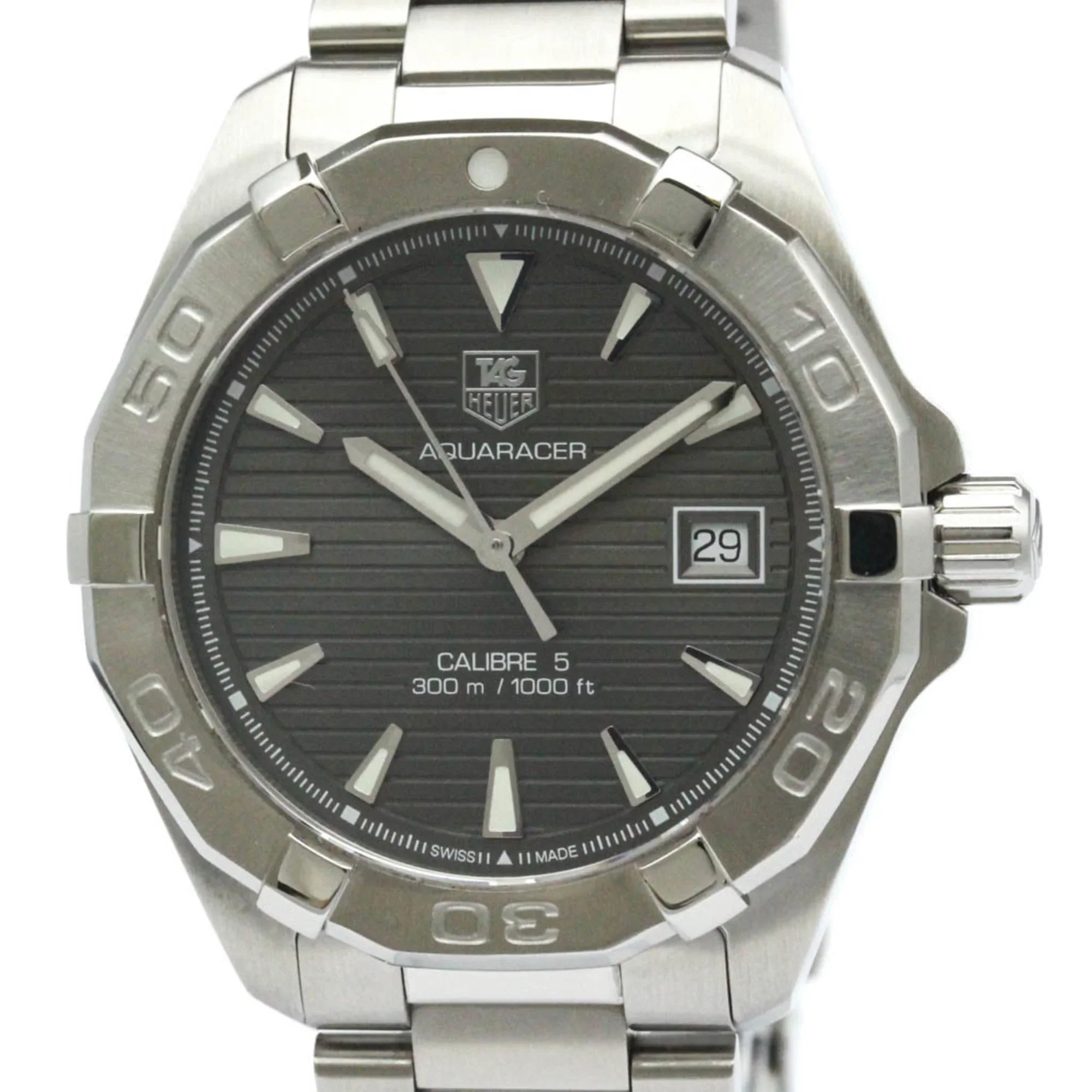Pre-Owned Polished TAG HEUER Aquaracer Caliber 5 Steel Automatic Watch WAY2113 BF566053 (Good)