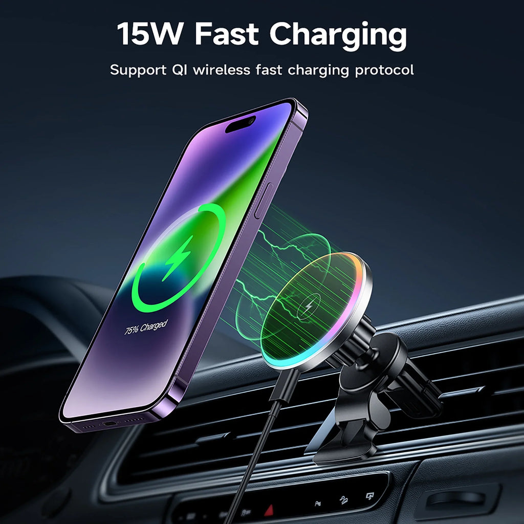 HOCO Magnetic Wireless Car Charger Air Vent Car Phone Holder Mount 15W QI Fast Charging Fitting for iPhone,Samsung,Huawei,etc