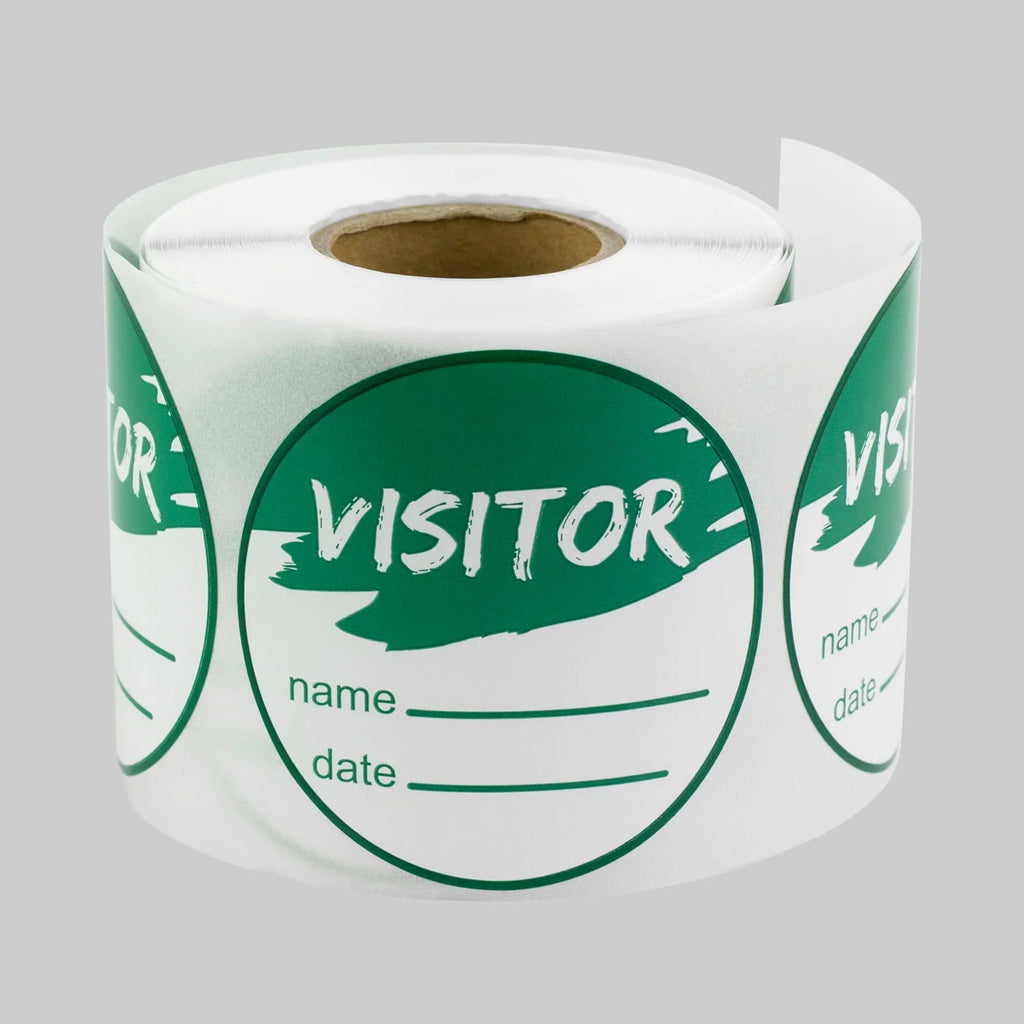 Round Visitor Stickers (2 inch, 300 Labels per Roll, 10 Rolls, Green) for School, Office, College, Tours or Security