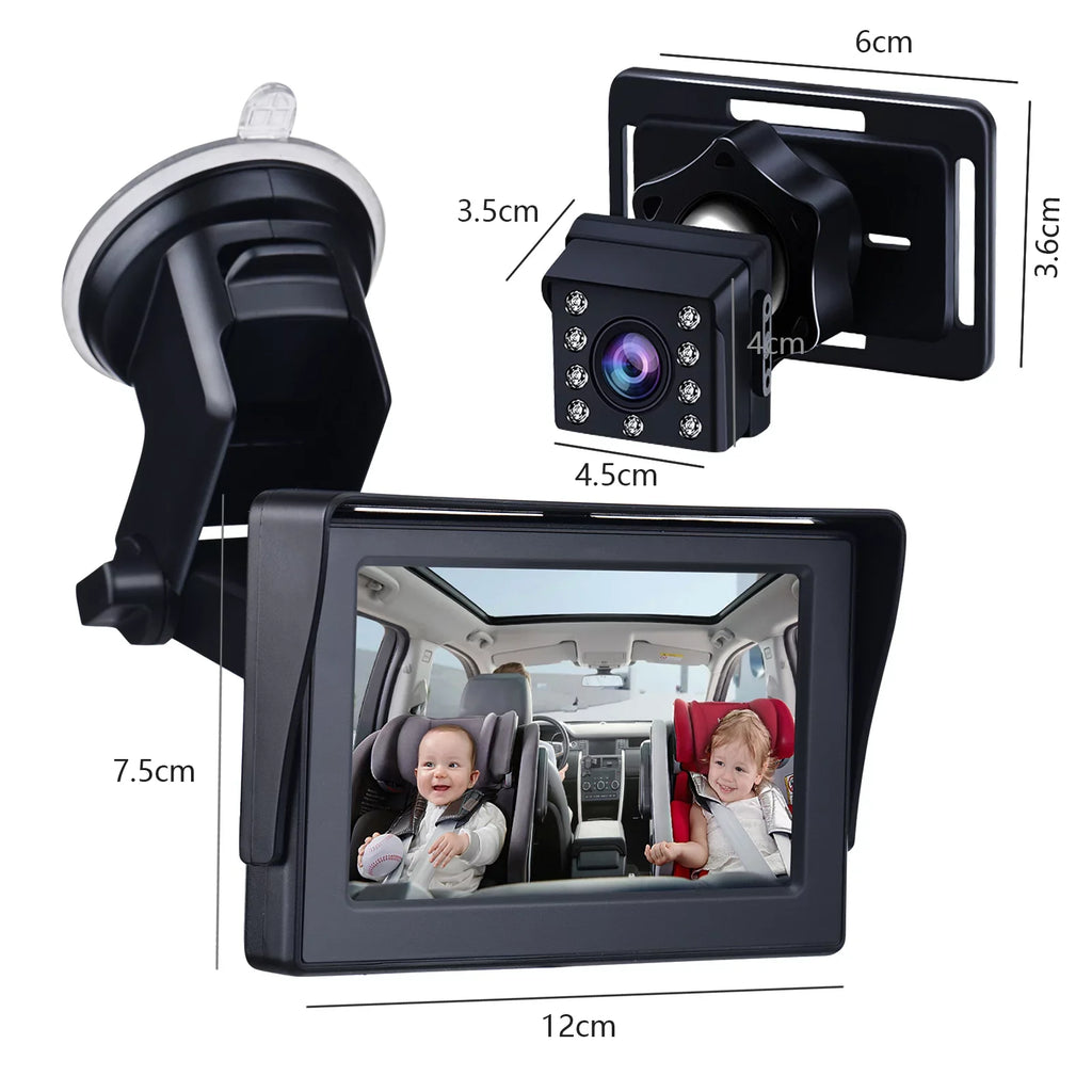 Andoer Crystal Clear View Baby Car Mirror Camera, 1080P Night Vision, Adjustable Angle, Long Cable