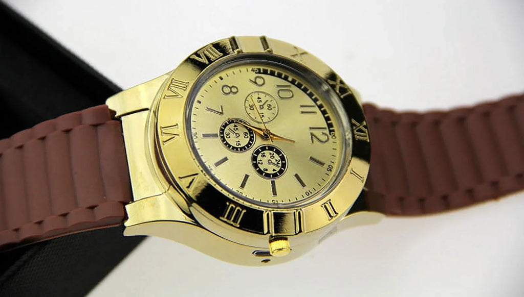 Men's Lighter Watch Flameless Outdoor Windproof USB Watch USB Rechargeable Rubber Strap Gift
