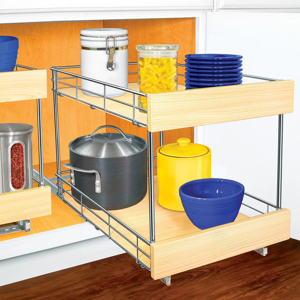 LYNK PROFESSIONAL® SELECT™ Pull Out Cabinet Organizer - Lifetime Ltd Warranty- Slide Out Drawers for Kitchen Cabinets - Sliding Pantry Shelves - Roll Out Shelf for Pots, Pans 14" x 21", Double