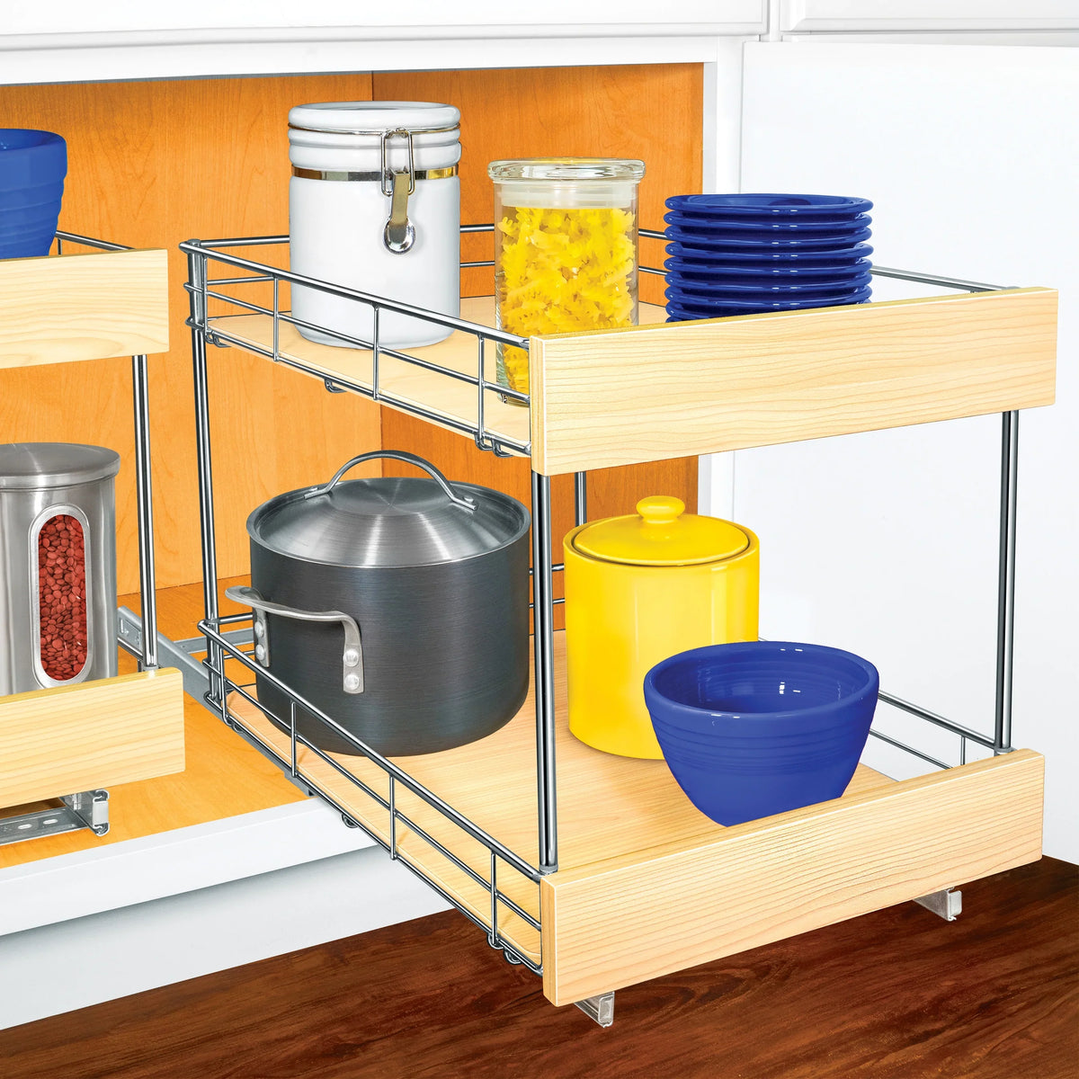 LYNK PROFESSIONAL® SELECT™ Pull Out Cabinet Organizer - Lifetime Ltd Warranty- Slide Out Drawers for Kitchen Cabinets - Sliding Pantry Shelves - Roll Out Shelf for Pots, Pans 14" x 21", Double